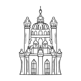 Disney castle black and white clipart