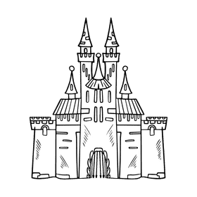 Disney castle black and white clipart