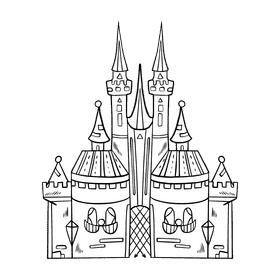 Disney castle black and white clipart