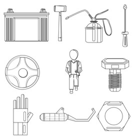 Mechanic icons set black and white vector