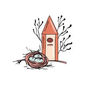 Bird Nest with eggs clipart