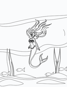 Beautiful mermaid black and white vector