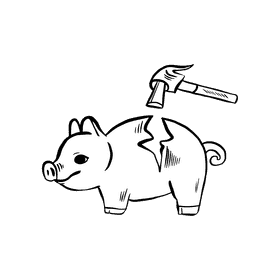Piggy bank black and white clipart