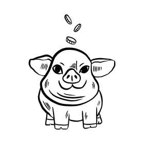 Piggy bank black and white clipart