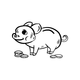 Piggy bank black and white clipart