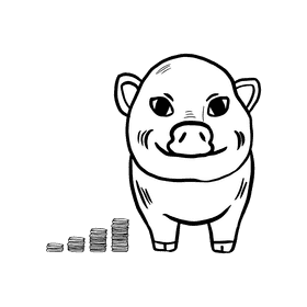 Piggy bank black and white clipart