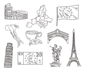 Europe black and white vector