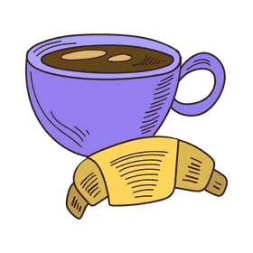 Coffee and croissant clipart