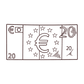 Euro banknote black and white clipart