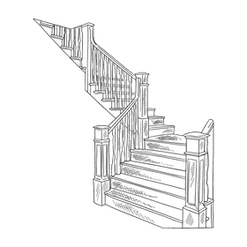Staircase black and white clipart