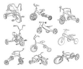 Tricycle black and white vector