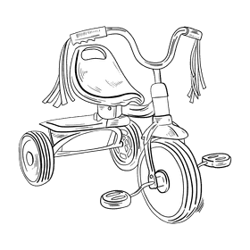 Tricycle black and white clipart