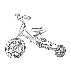 Tricycle black and white clipart