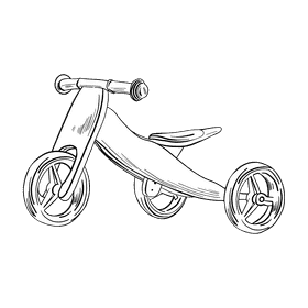 Tricycle black and white clipart