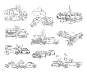 Car crash black and white vector