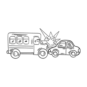 Car crash black and white clipart