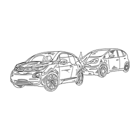 Car crash black and white clipart