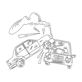 Car crash black and white clipart
