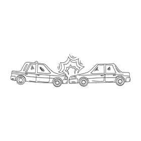 Car crash black and white clipart