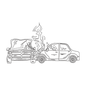 Car crash black and white clipart