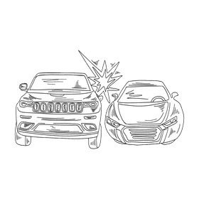 Car crash black and white clipart