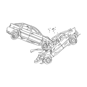 Car crash black and white clipart