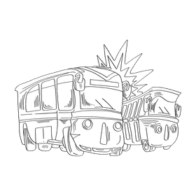 Car crash black and white clipart