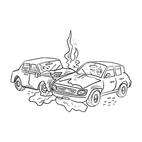 Car crash black and white clipart
