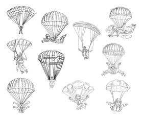 Parachute black and white vector