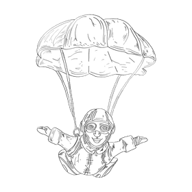 Parachute black and white clipart