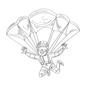 Parachute black and white clipart