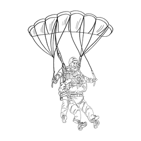 Parachute black and white clipart