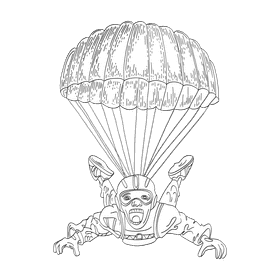 Parachute black and white clipart