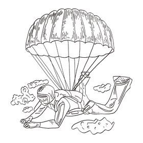 Parachute black and white clipart
