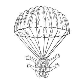 Parachute black and white clipart