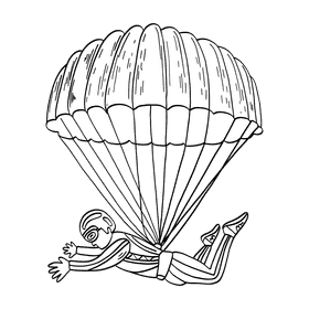 Parachute black and white clipart