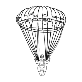 Parachute black and white clipart