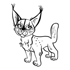 Caracal black and white clipart