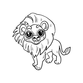 Lion black and white clipart