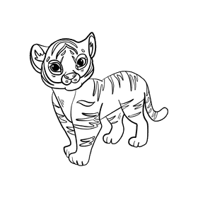 Tiger black and white clipart