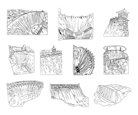 Dam black and white vector