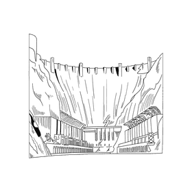 Dam black and white clipart
