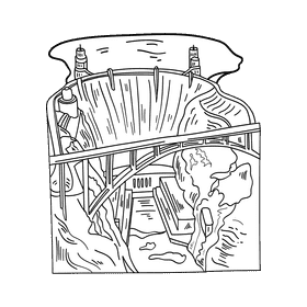 Dam black and white clipart