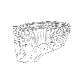 Dam black and white clipart