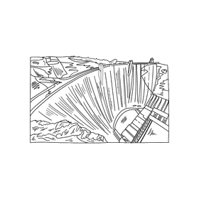 Dam black and white clipart