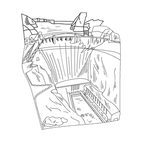Dam black and white clipart