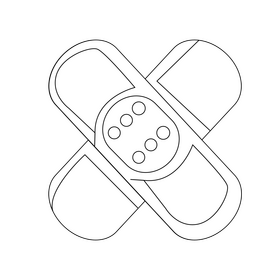 Bandage drawing black and white clipart