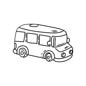 Preschool Bus car black and white clipart