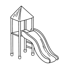 Preschool Children's slide black and white clipart