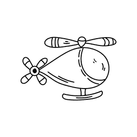Preschool Helicopter black and white clipart